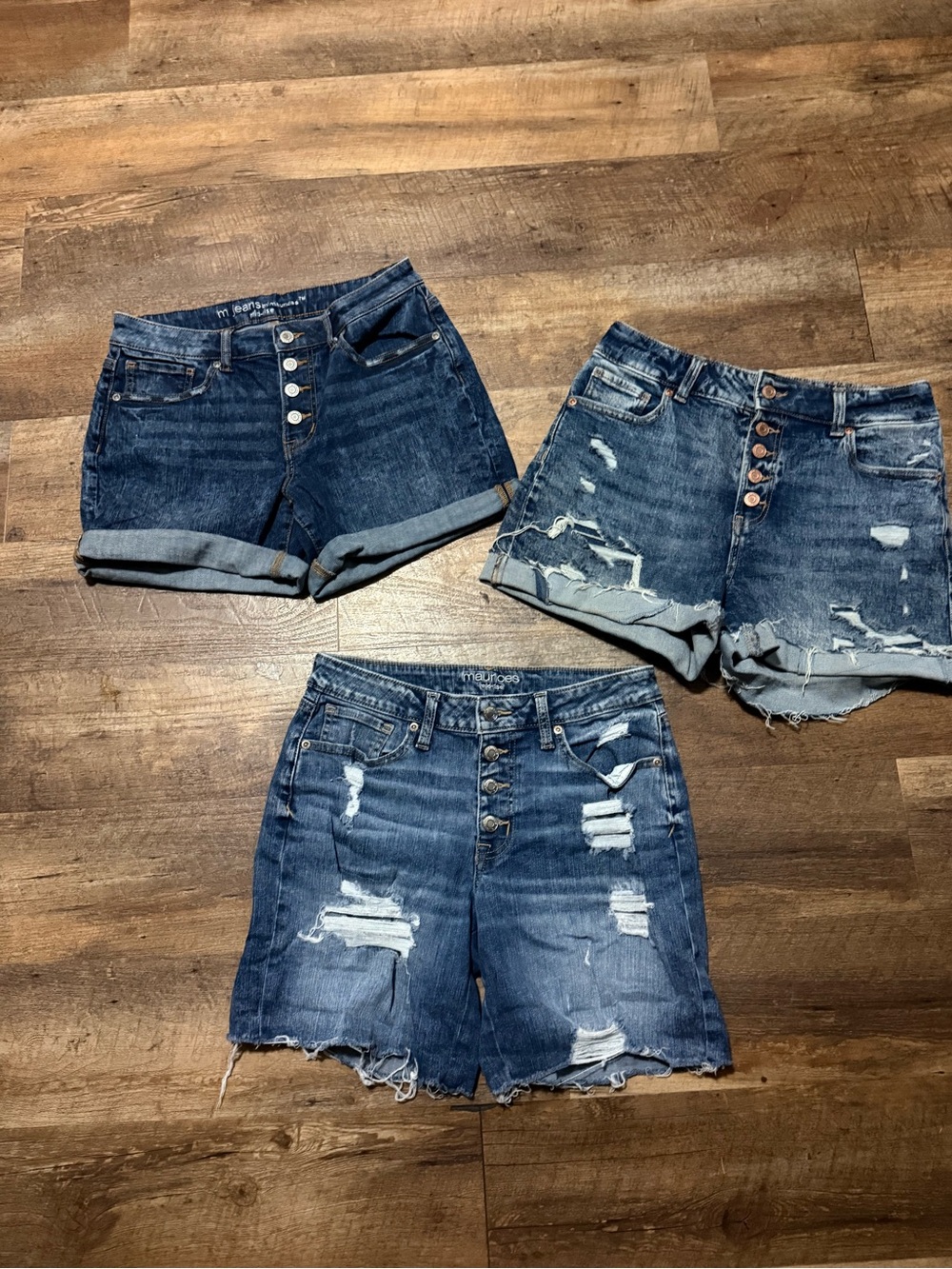 Women’s Distressed Denim Shorts - Blue lot of 3
